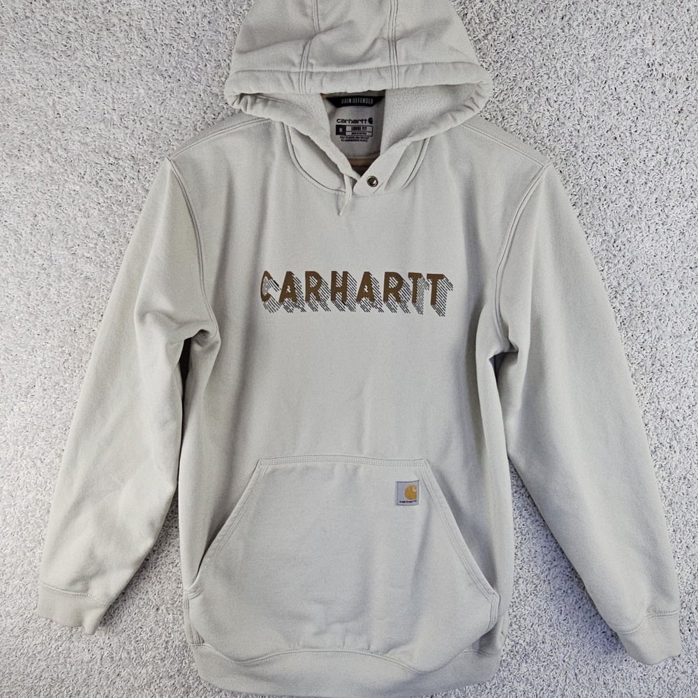 Carhartt Rain Defender Hoodie Pullover Kangaroo Pocket‎ Mens Medium 3D Logo